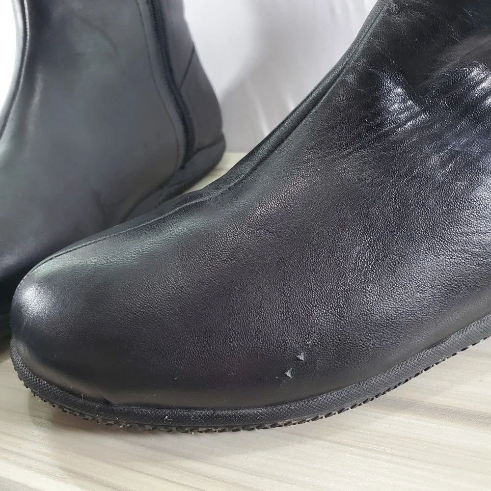 Softwalk Helena 9 Please Read Black Leather Faux Fur Lining Booties Zip Ankle